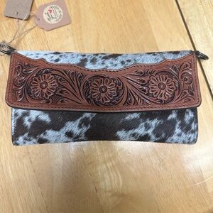 Cowhide and Leather Clutch